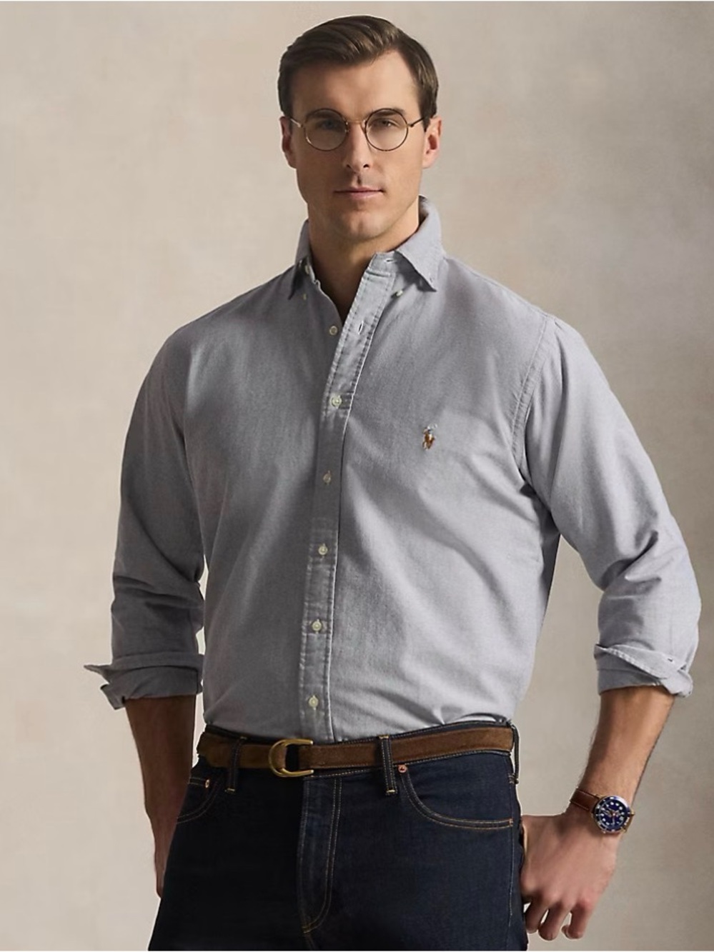 Ralph Lauren Men's Pale Blue Oxford Button-Down Shirt